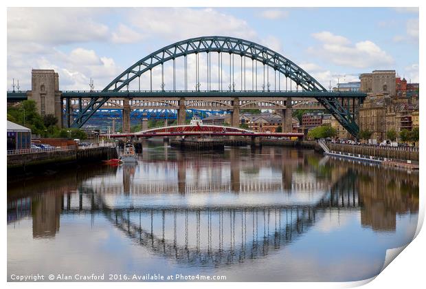 Tyne Bridge Reflection Print by Alan Crawford