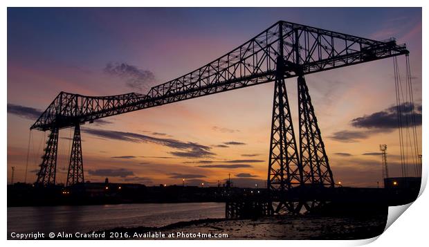 Transporter Bridge, Teesside Print by Alan Crawford