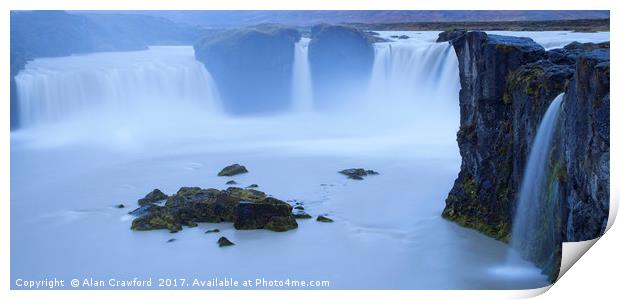 Godafoss Waterfall, Iceland Print by Alan Crawford