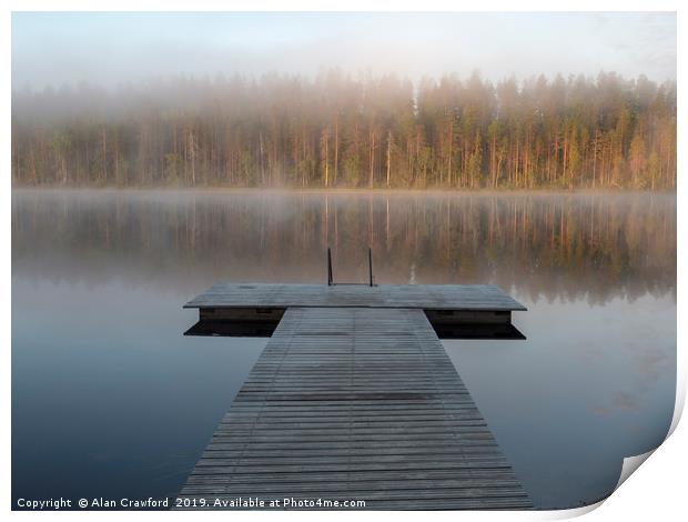 Lakeside Jetty in Finland Print by Alan Crawford