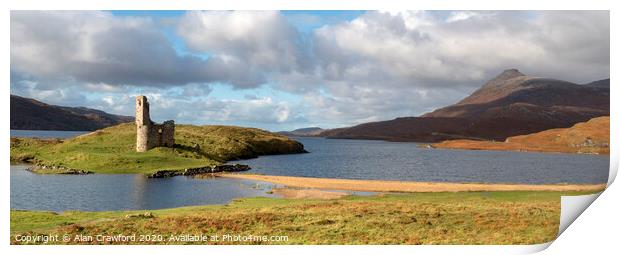 Ardvreck Castle at Loch Assynt, Scotland Print by Alan Crawford