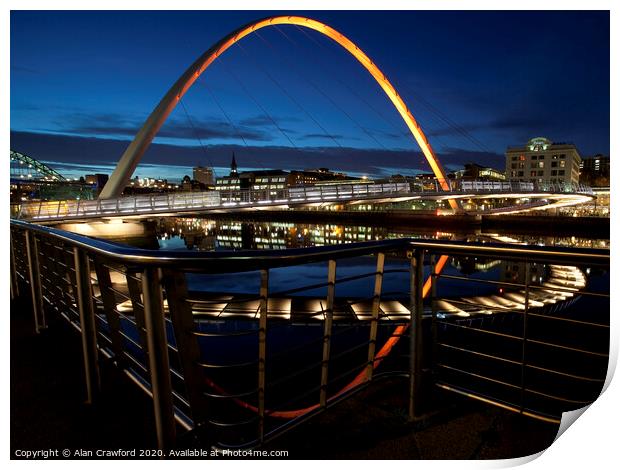 Gateshead Millennium Bridge, Newcastle Print by Alan Crawford
