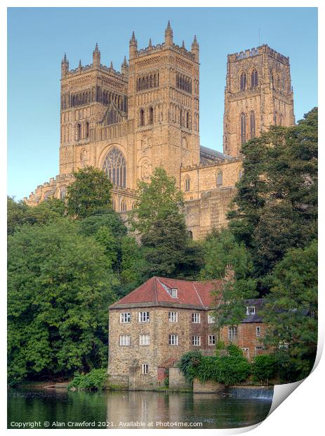 Durham Cathedral and the Old Fulling Mill Print by Alan Crawford