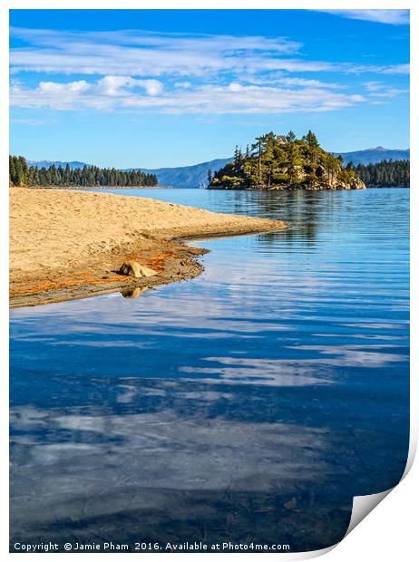 Beautiful view of Fannette Island on Lake Tahoe. Print by Jamie Pham