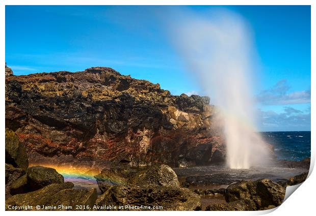 The eruption of Nakalele Blowhole in Maui. Print by Jamie Pham