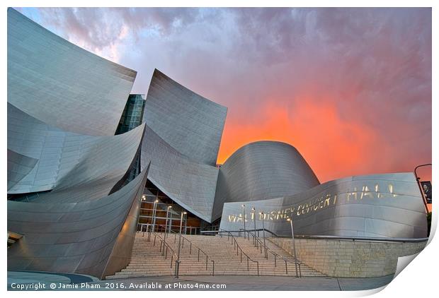 Sunset at the Walt Disney Concert Hall in Downtown Print by Jamie Pham