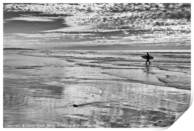 People enjoying Beacons Beach in Encinitas, Califo Print by Jamie Pham