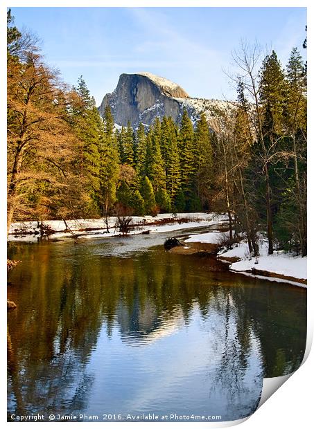 Dramatic winter view of Half Dome. Print by Jamie Pham