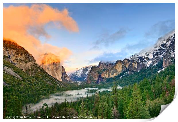 Dramatic view of Yosemite Valley. Print by Jamie Pham