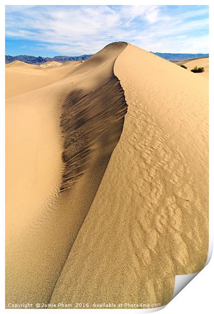 Collapsed sand dune ridge in Death Valley National Print by Jamie Pham