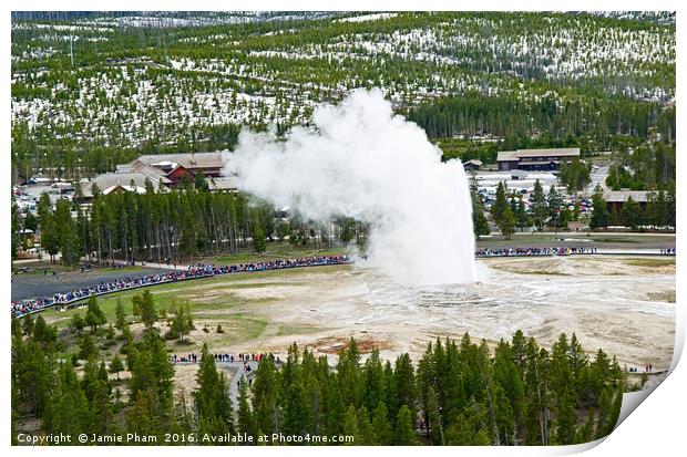 Overhead View of Old Faithful Erupting. Print by Jamie Pham