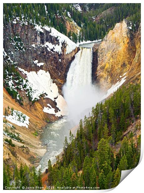 Yellowstone Falls in Spring Time Print by Jamie Pham
