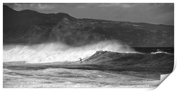 Surfers at the famous Hookipa Beach in the North s Print by Jamie Pham