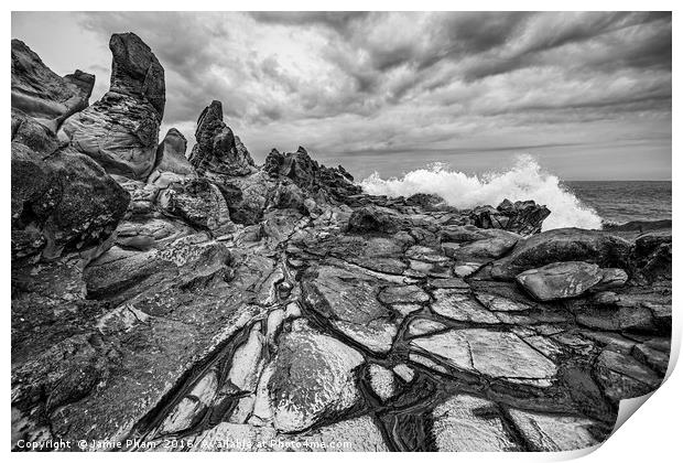 Dramatic lava rock formation called the Dragon's T Print by Jamie Pham