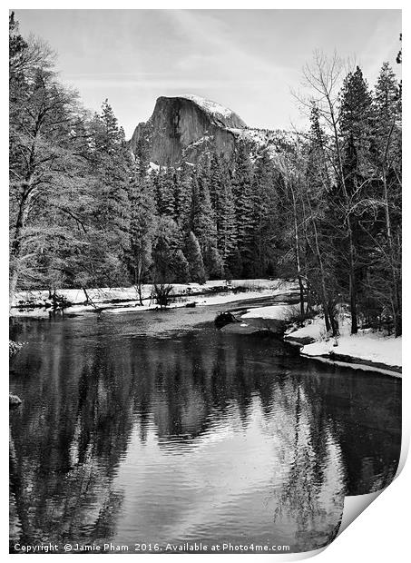 Dramatic winter view of Half Dome. Print by Jamie Pham