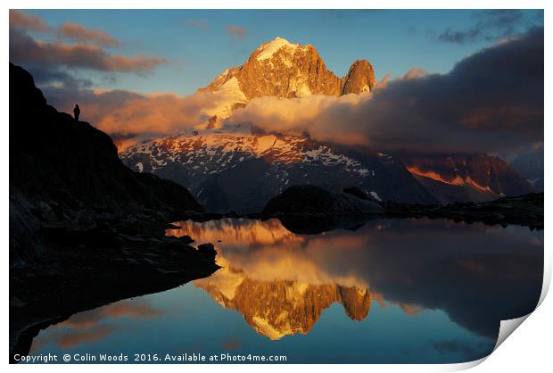 The Aiguille Verte reflected in Lac Blanc Print by Colin Woods