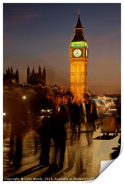 Big Ben at Night Print by Colin Woods
