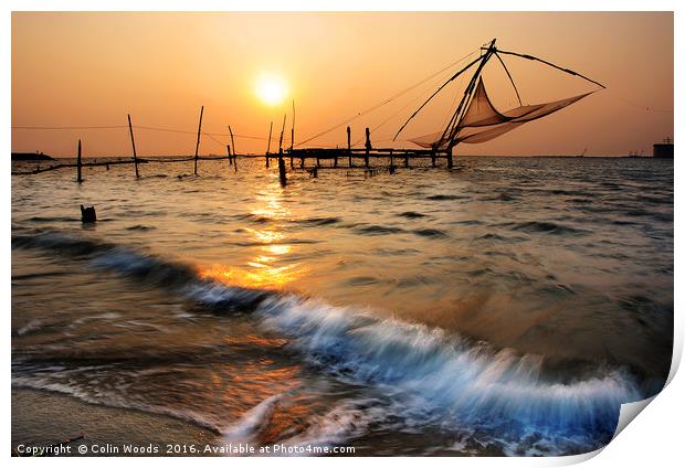 Chinese Fishing Nets at Cochin  Print by Colin Woods