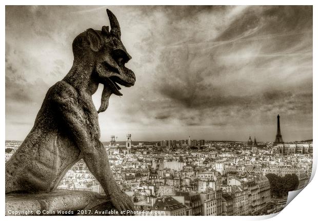 Paris City View from Notre Dame de Paris Print by Colin Woods