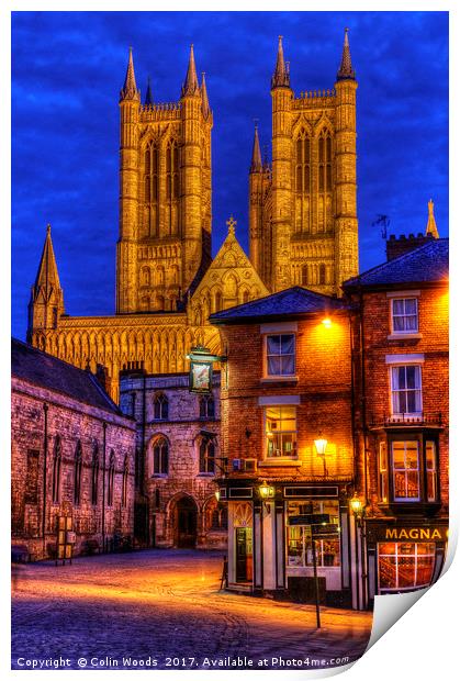Lincoln Cathedral at Night Print by Colin Woods