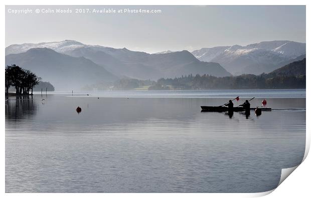 Canoeing on Ullswater in the Lake District, Englan Print by Colin Woods