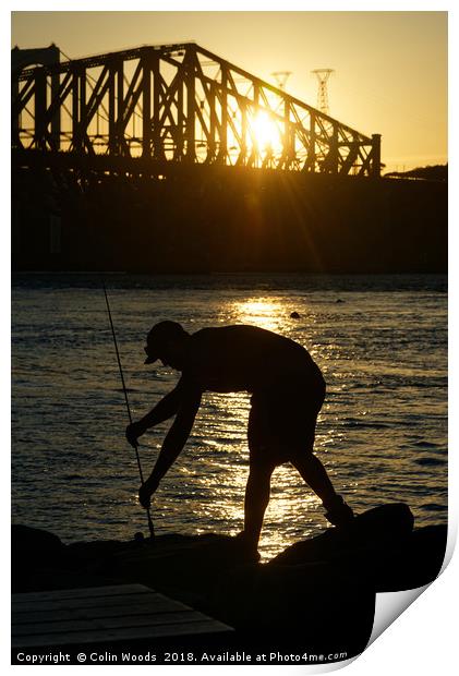 Fishing at Sunset Print by Colin Woods