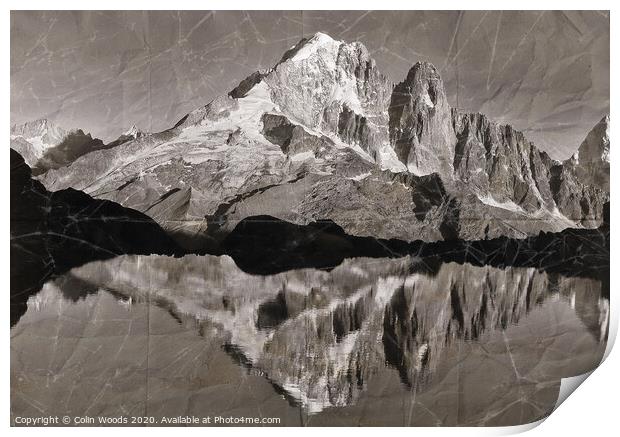 L'Aiguillle Verte mirrored in Lac Blanc Print by Colin Woods