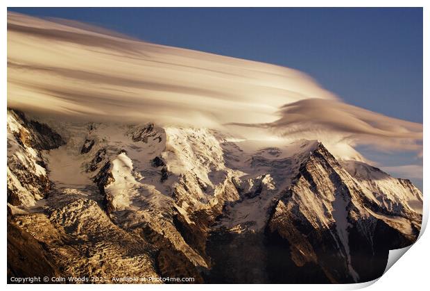 Clouds over Mont Blanc Print by Colin Woods