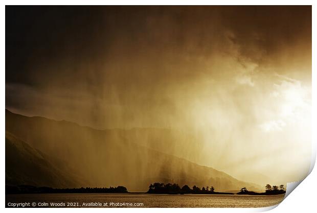 Wild evening storm light over Loch Linnhe in the Scottish Highlands near Fort William, Scotland Print by Colin Woods