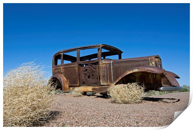  Tumbleweed and Rusty Car, Arizona Print by Arterra 