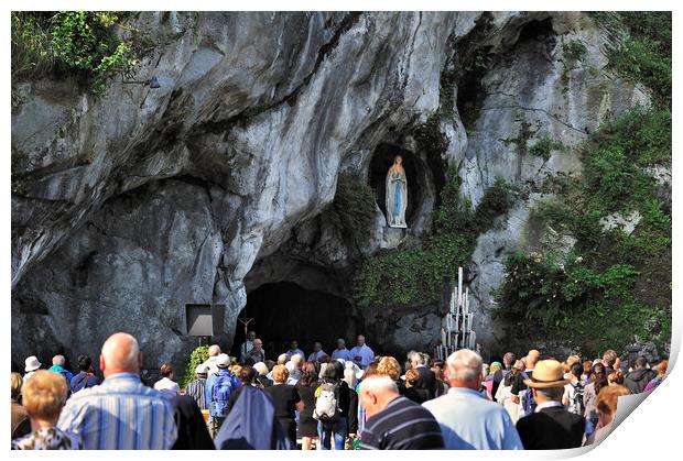 Grotto at Sanctuary of Our Lady of Lourdes, France Print by Arterra 