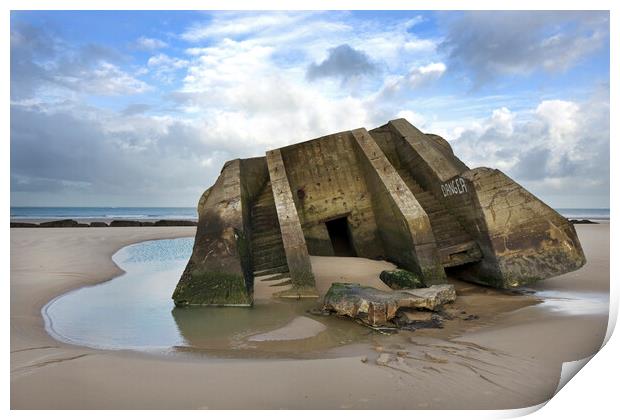 WWII Bunker on Beach, Wissant Print by Arterra 