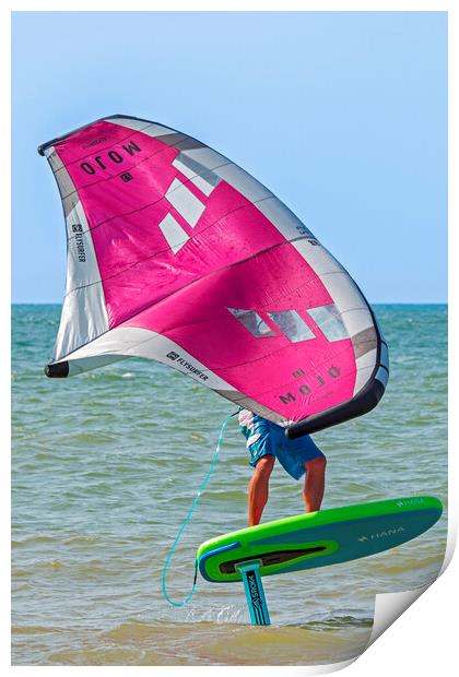 Wing Surfer on Foilboard at Sea Print by Arterra 