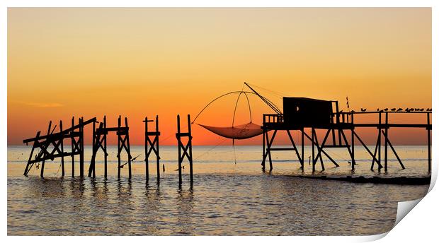 Fishing Hut with Lift Net Print by Arterra 