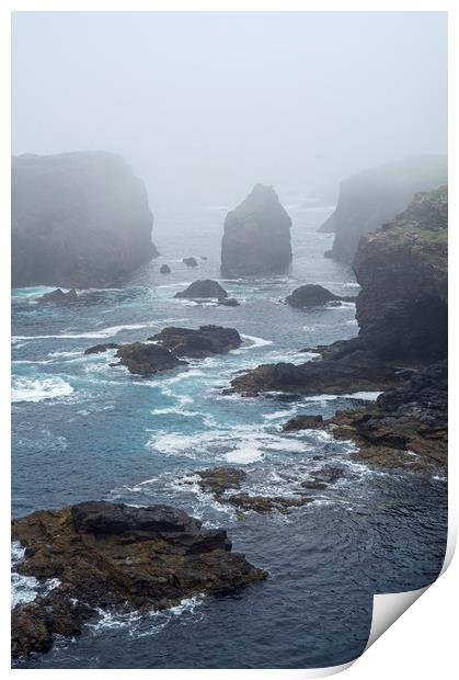 Eshaness in the Mist, Shetland Islands, Scotland Print by Arterra 
