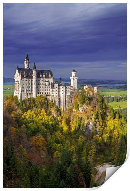 Neuschwanstein Castle in Autumn Print by Arterra 