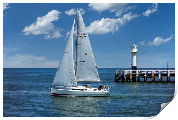 Sailing Boat Leaving the Nieuport Harbour Print by Arterra 
