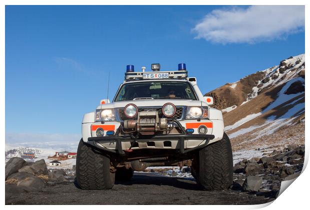 Police Nissan Patrol SUV in Iceland Print by Arterra 