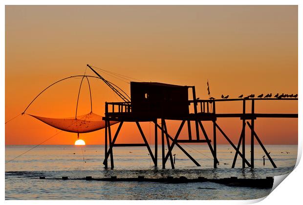 Fishing Hut with Lift Net, Loire-Atlantique Print by Arterra 