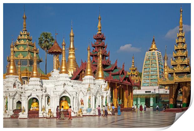 Shwedagon Zedi Daw Pagoda at Yangon / Rangoon, Myanmar Print by Arterra 