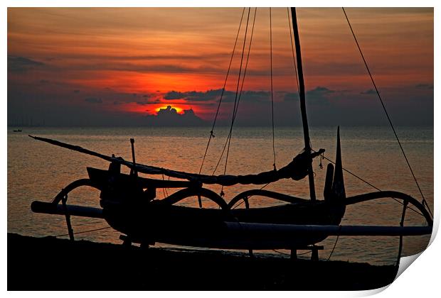 Indonesian Jukung at Sunset, West Java Print by Arterra 