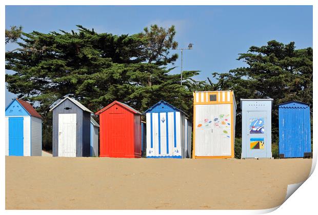Beach Huts at Ile d'Oleron Print by Arterra 