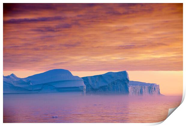 Kangia Icefjord at Sunset in Greenland Print by Arterra 