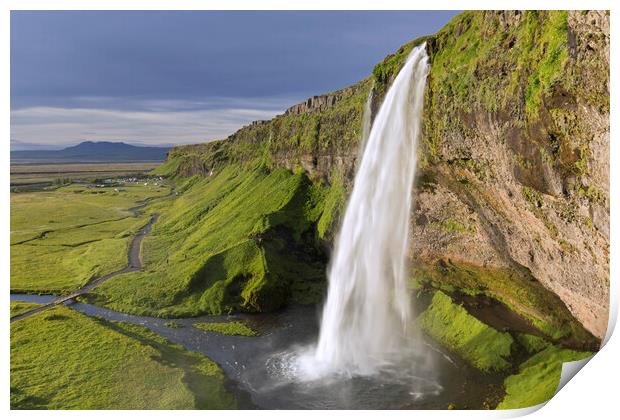 Seljalandsfoss Waterfall in Summer, Iceland Print by Arterra 