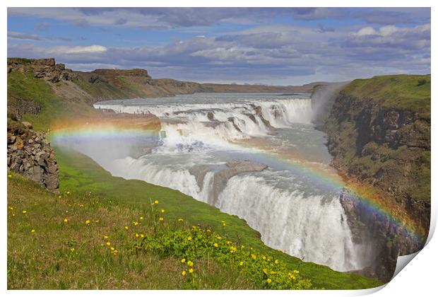 Rainbow over Gullfoss Waterfall, Iceland Print by Arterra 