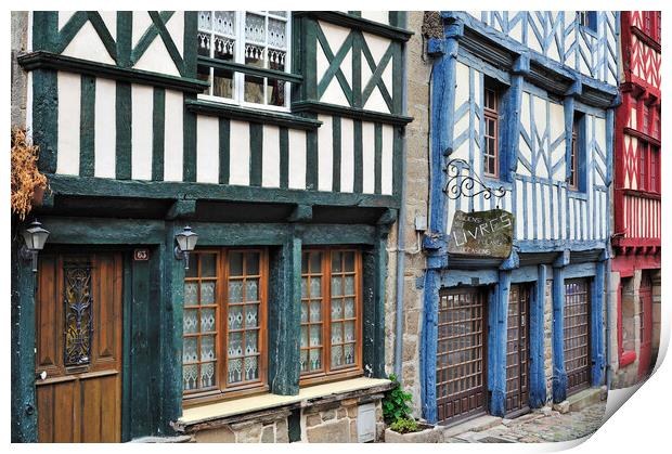 Timber Framed Houses at Tréguier, Cotes-d'Armor, Brittany Print by Arterra 