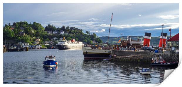 Isle of Mull Ferry and PS Waverley Paddle Steamer, Oban Print by Arterra 