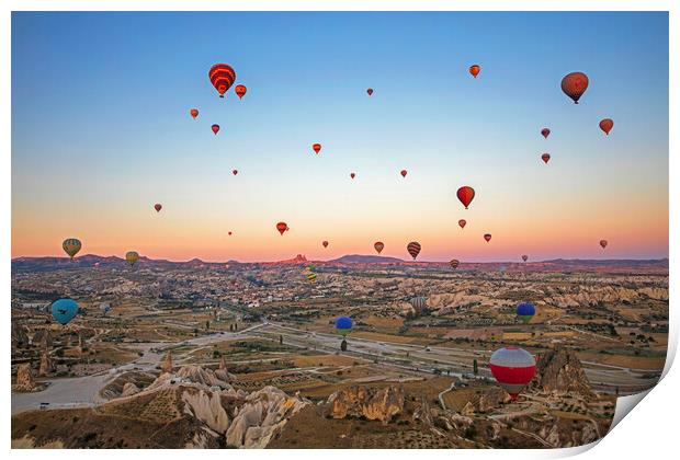Balloons over Cappadocia, Turkey Print by Arterra 