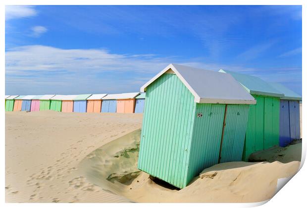 Pastel Coloured Beach Huts Print by Arterra 