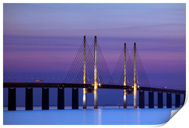 Oresund Bridge at Sunset, Sweden Print by Arterra 